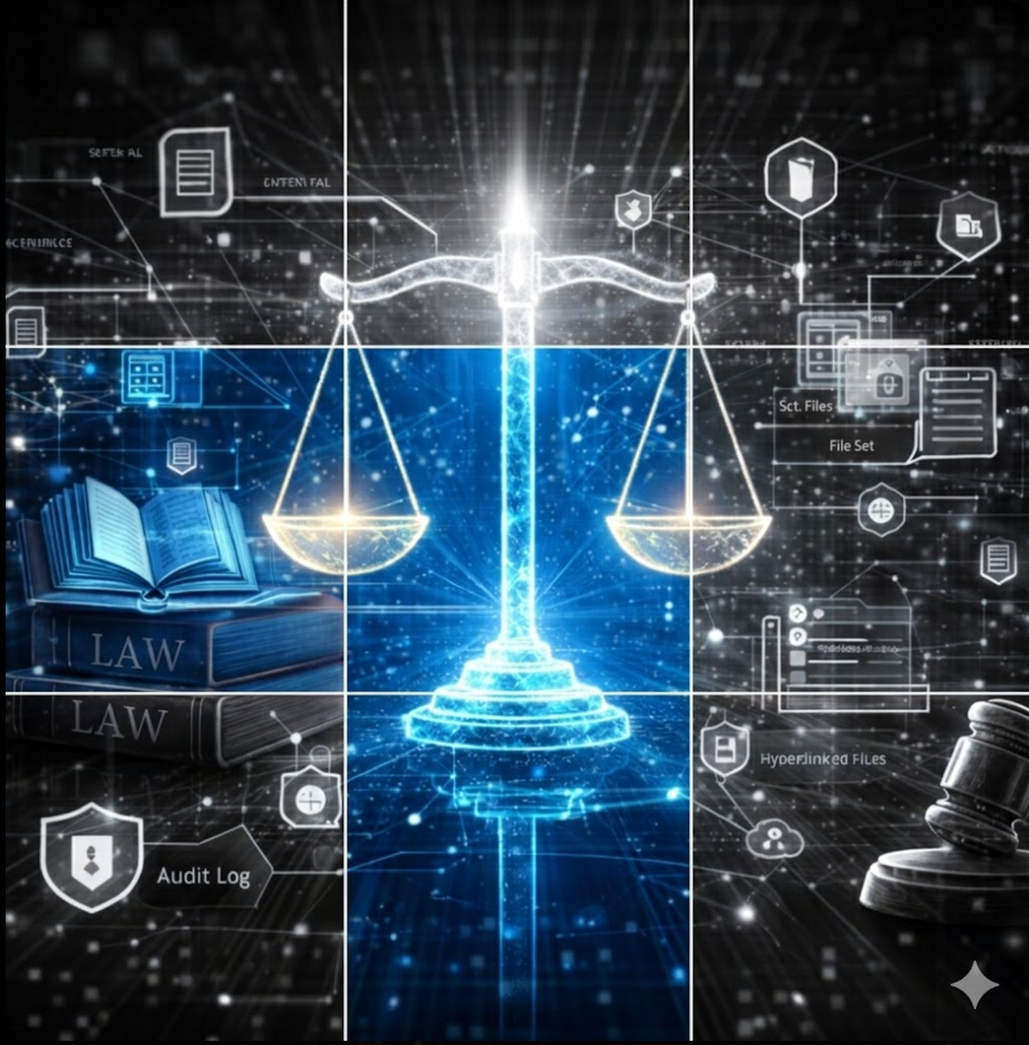 Reconstruction-Grade eDiscovery cover image depicting scales of justice with collaborative evidence concepts